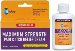 48 Bulk Globe Lidocaine 4% MultI-Symptom Relief Cream 1.75 Oz Bottle