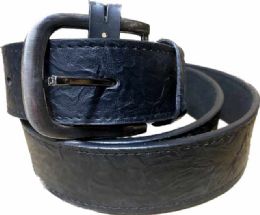 72 Bulk Plain Black Man Belt Assorted Sizes In Black