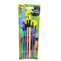 24 Bulk 6 Piece Round Fine Tip Head Art Paint Brush Set
