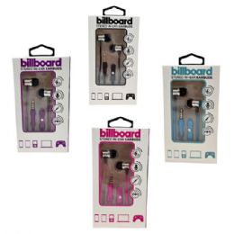 24 Bulk Billboard Wired Earbuds With Mic In Assorted Colors