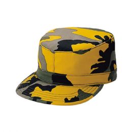 24 Bulk Camouflage Twill Army Cap YELLOW.CAMO