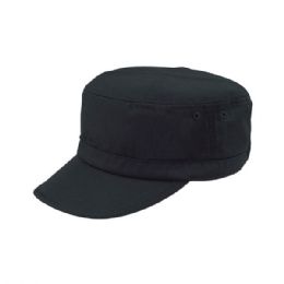 24 Bulk PET SPUN Washed Army Cap BLACK