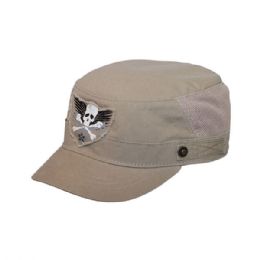 24 Bulk Brushed Canvas Fashion Army Cap KHAKI