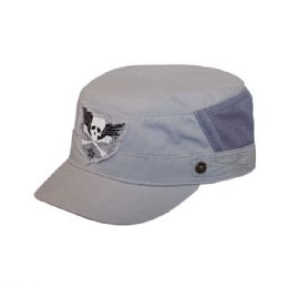 24 Bulk Brushed Canvas Fashion Army Cap L.GREY