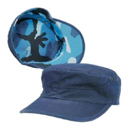 24 Bulk Cotton Twill Washed Army Cap NVY-BLUE
