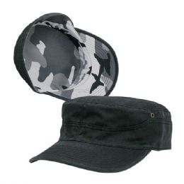 24 Bulk Cotton Twill Washed Army Cap BLK-CITY