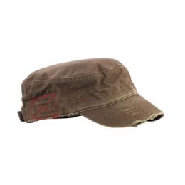 24 Bulk Enzyme Washed Cotton Twill Army Cap BROWN