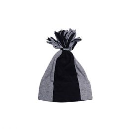 24 Bulk Fleece Winter Hat BLK-GRY