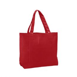 24 Bulk Cotton Canvas Tote Bag RED