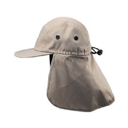 24 Bulk Camouflage Twill Cap W/Flap KHAKI