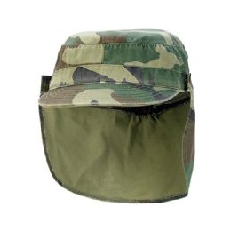 24 Bulk Army Cap With Removable Flap CAMO