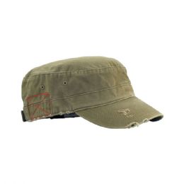 24 Bulk Enzyme Washed Cotton Twill Army Cap OLIVE