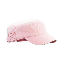 24 Bulk Enzyme Washed Cotton Twill Army Cap PINK