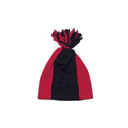 24 Bulk Fleece Winter Hat BLK-RED
