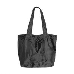 24 Bulk Packable Water Repellent Tote Bag BLACK