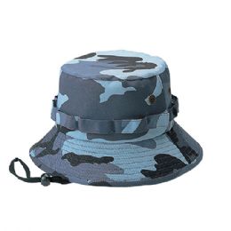 24 Bulk Camouflage Twill Hunting Hat BLUE.CAMO