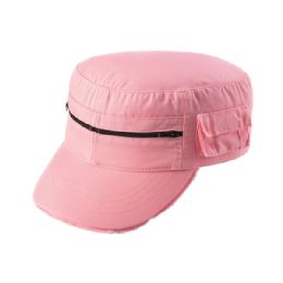 24 Bulk Enzyme Washed Cotton Twill Army Cap PINK