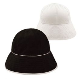 24 Bulk Ladies' Reversible Cotton Terry Hat BLACK