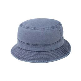24 Bulk Youth Pigment Dyed Twill Washed Bucket Hat NAVY