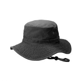 24 Bulk Pigment Dyed Twill Washed Bucket Hat BLACK-M