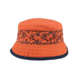 24 Bulk Cotton Twill Washed Bucket Hat ORNG-NVY-58