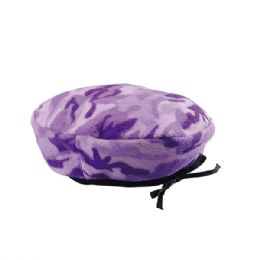 24 Bulk Camo Fleece Beret LILAC