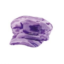 24 Bulk Camo Fleece Newsboy Cap LILAC