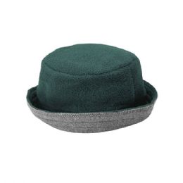 24 Bulk Fleece Reversible Bucket Hat GREY-D.GRN