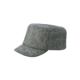24 Bulk Wool Fashion Fitted Engineer Cap BLACK
