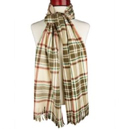24 Bulk Plaid Fleece Scarf CAMEL.PLAID