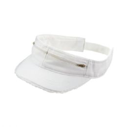24 Bulk Enzyme Washed Cotton Twill Visor WHITE
