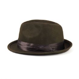 24 Bulk Men's Wool Felt Fedora Hat COFFEE-SM