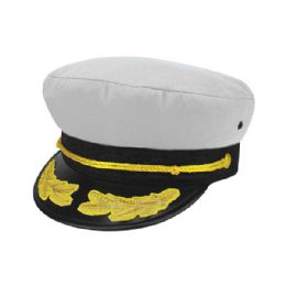 24 Bulk Captain Hat WHITE