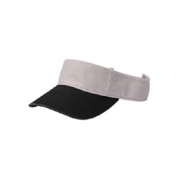 24 Bulk Youth Pro Style Cotton Twill Washed Visor Stonee-Black