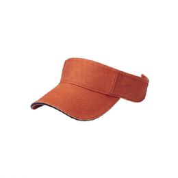 24 Bulk Pro Style Cotton Twill Washed Visor ORNG-Navy