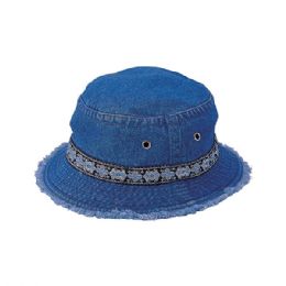 24 Bulk Youth Denim Washed Bucket Hat D.BLUE-52