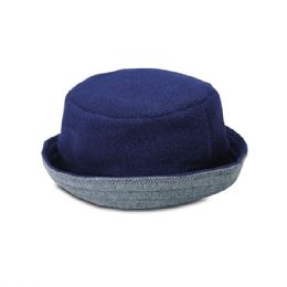 24 Bulk Fleece Reversible Bucket Hat GREY-NVY