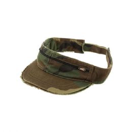 24 Bulk Enzyme Washed Cotton Twill Visor CAMO