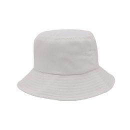 24 Bulk Recycled Polyester Twill Bucket Hat WHITE-M