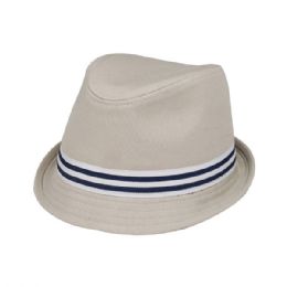 24 Bulk Soft Cotton Canvas Fedora Hat GREY-S
