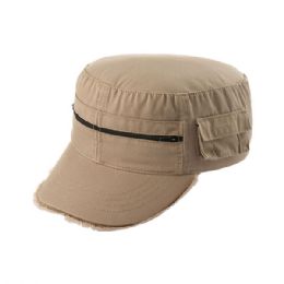 24 Bulk Enzyme Washed Cotton Twill Army Cap KHAKI