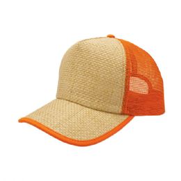 24 Bulk Straw Trucker Cap NTL-ORANGE
