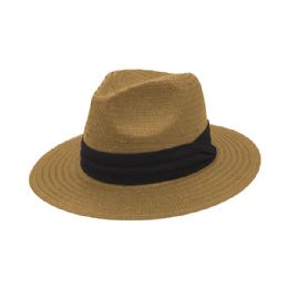 24 Bulk Toyo Fedora Hat CARAMEL-Black