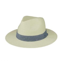 24 Bulk Toyo Fedora Hat CREAM-DENIM