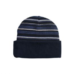 24 Bulk Reversible Fleece Beanie NAVY
