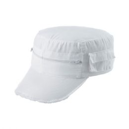 24 Bulk Enzyme Washed Cotton Twill Army Cap WHITE
