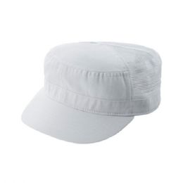 24 Bulk Enzyme Washed Cotton Twill Army Cap WHITE