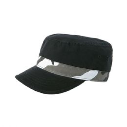 24 Bulk Enzyme Washed Cotton Twill Army Cap BLK-CITY