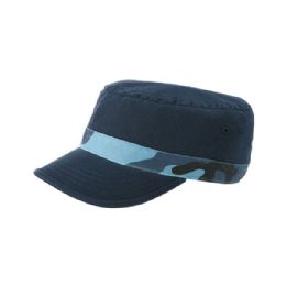24 Bulk Enzyme Washed Cotton Twill Army Cap NVY-SKY.BLUE
