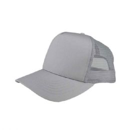 24 Bulk Poly Cotton Twill Trucker Cap L.GREY
